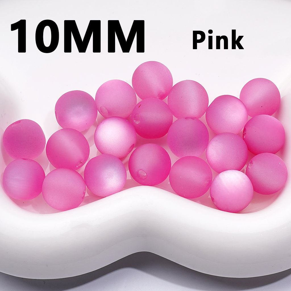 Frosted Matte Multi-Color Cat Eye Effect, Round Acrylic Waist Beads for Jewelry Making 10MM