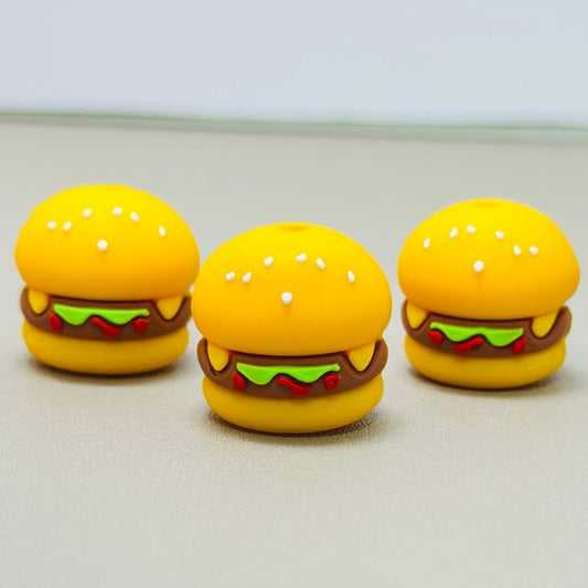 Yummy Delicious Hamburger Fast Food Silicone Focal Beads