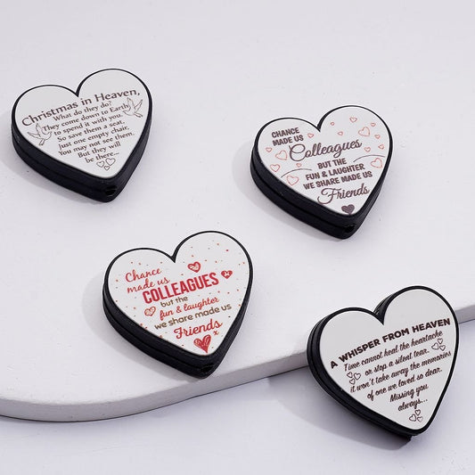 Heart-Shaped Silicone Focal Beads Whispering Christmas Moments & Colleague Love Theme, Random MiX