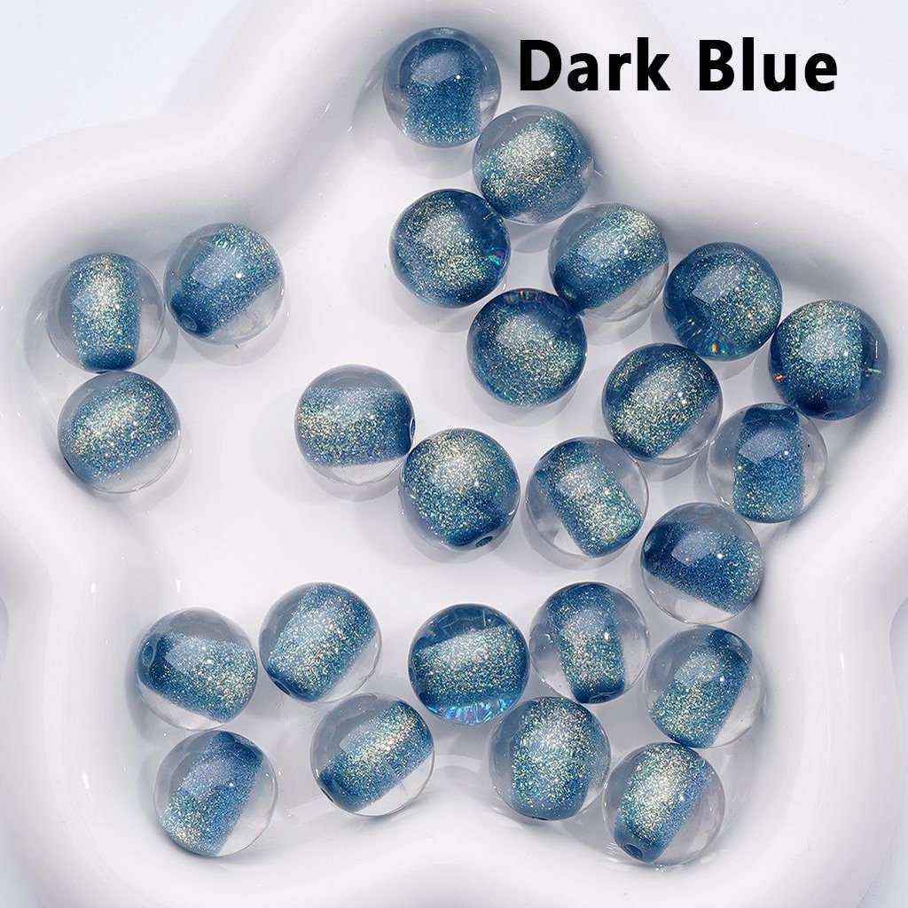 Multi-Color Luminous Glitter Sugar Core Inside Clear Round Acrylic Beads 16MM
