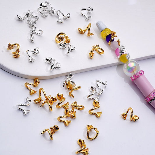Gold and Silver Fancy Alloy Bead Cage Caps with Crooked Rose Flower and Butterfly Design  (Used for 8MM Beads)