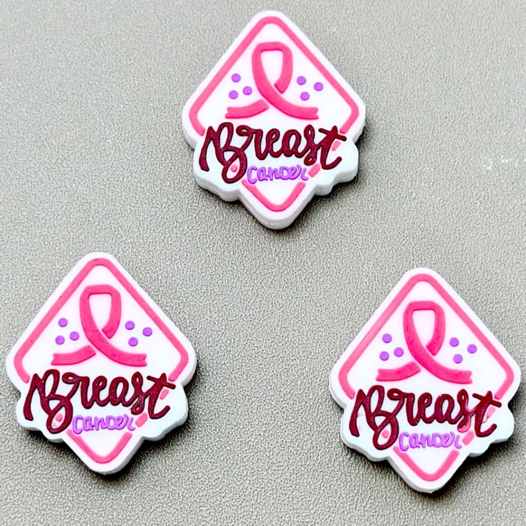 Pink Ribbon Beat Cancer Silicone Focal Beads