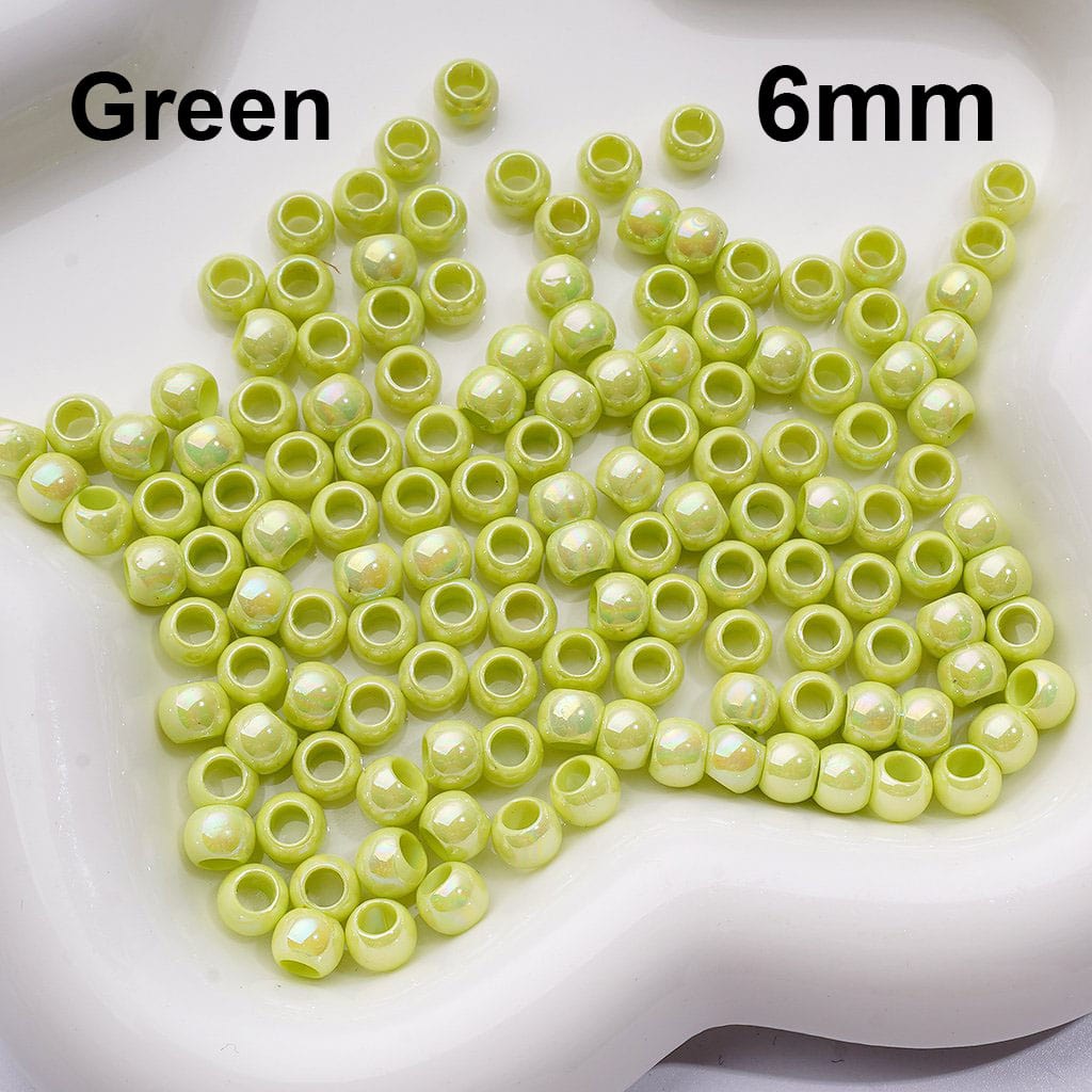 UV Coating Mini Seed with Large Hole Round Acrylic Spacer Waist Beads for Jewelry Making 6MM Random Mix (Can be Used for Pen)
