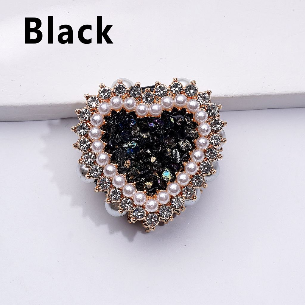Shiny Rhinestones White Pearls Bling Bling Fancy Gold Alloy Heart with Mini Stones Rocks Clay Beads, Around 28*28*13MM