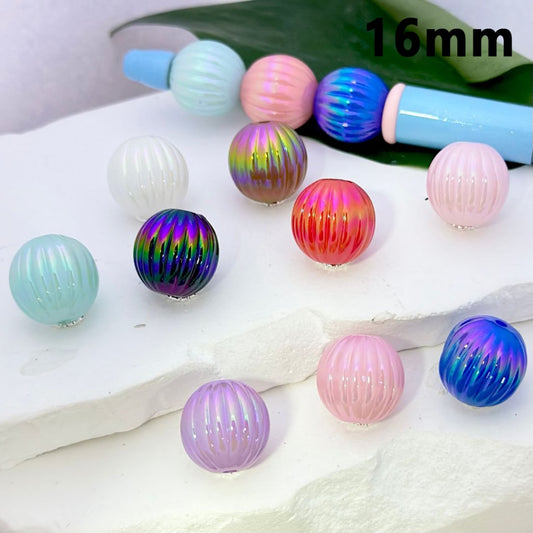Colorful Pumpkin UV Finish Acrylic Beads, 16MM, Please Read the Description