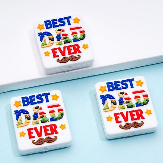 Father's Day Best Dad Ever Silicone Focal Beads