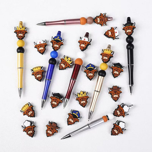 King Police Nurse Texas Football Graduation Vivid Cute Crown Cook Highland Cow Silicone Focal Beads