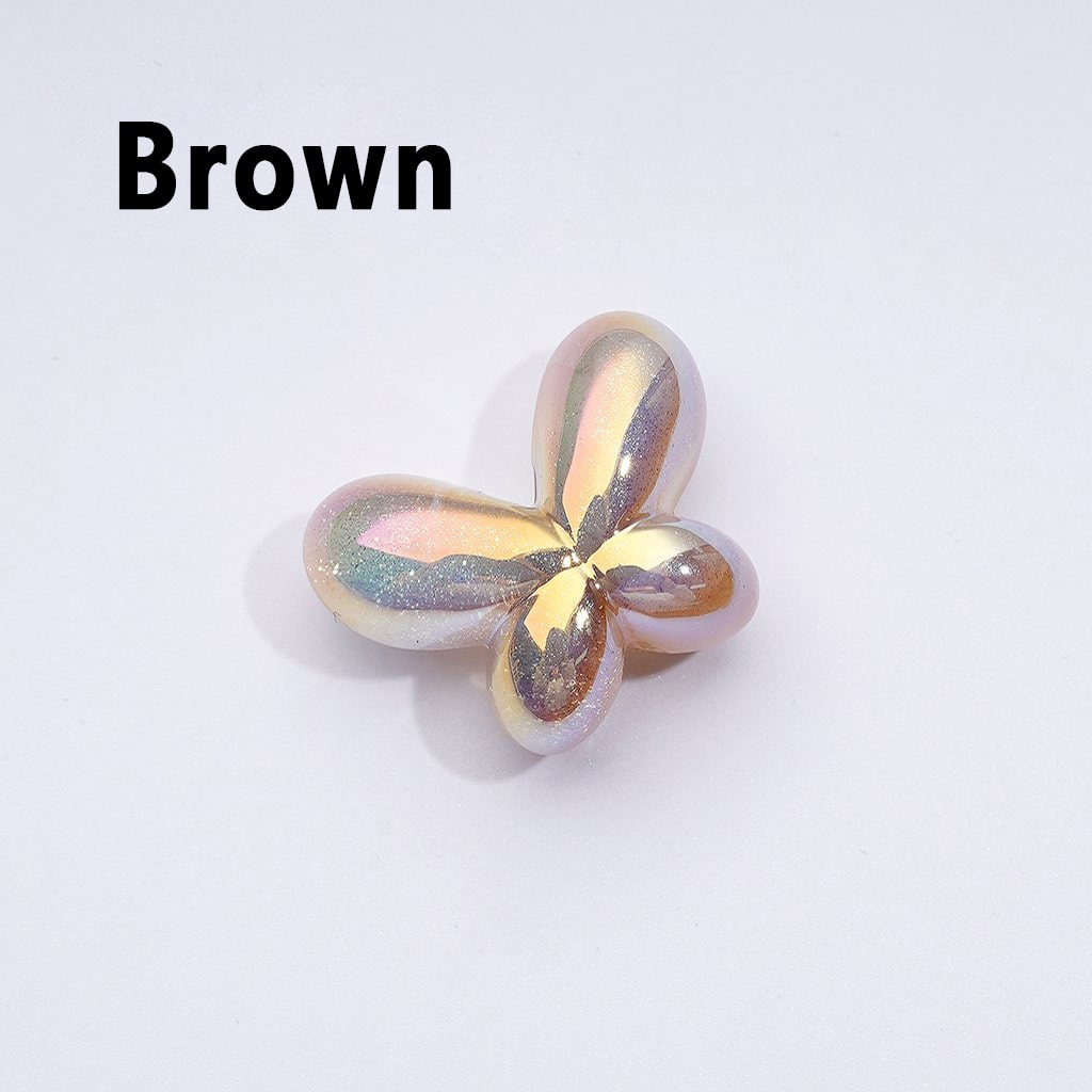 Glittery Luminous Butterfly Bow Acrylic Beads with UV Coating, Approx. 25x19MM
