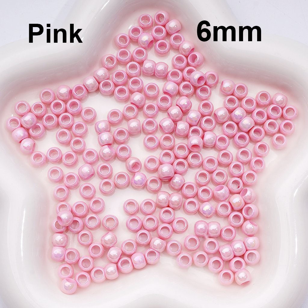UV Coating Mini Seed with Large Hole Round Acrylic Spacer Waist Beads for Jewelry Making 6MM Random Mix (Can be Used for Pen)
