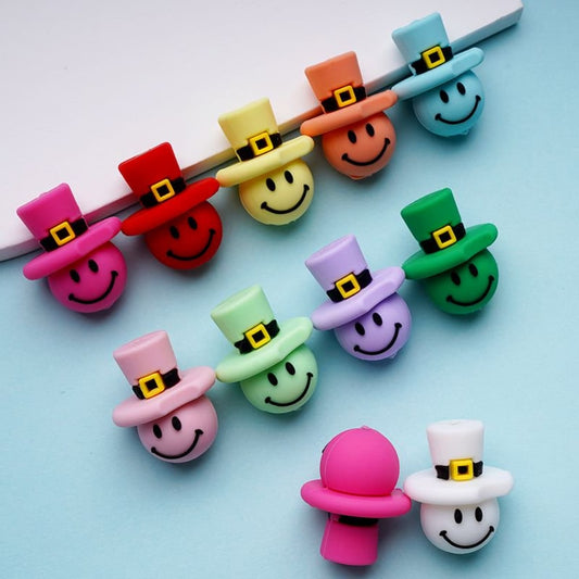 Smile Face Magician 3D Cute Silicone Focal Beads, Random Mix