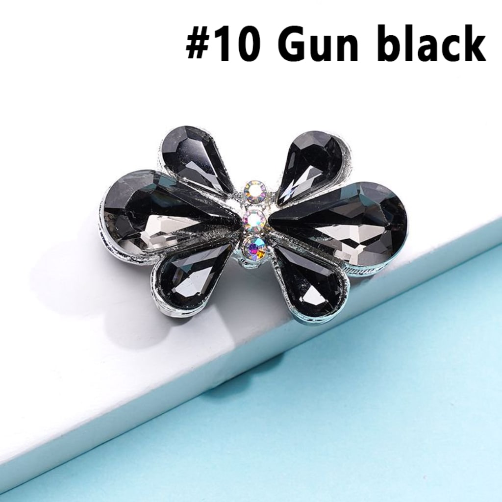 Delicate Fancy Silver Alloy Bowknot Flower with Colorful & AB Rhinestones Beads, Around 28*18MM
