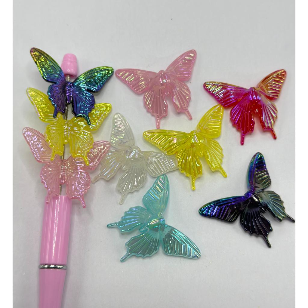 UV Plating Luminos Butterfly Acrylic Beads, Random Mix Color, MN