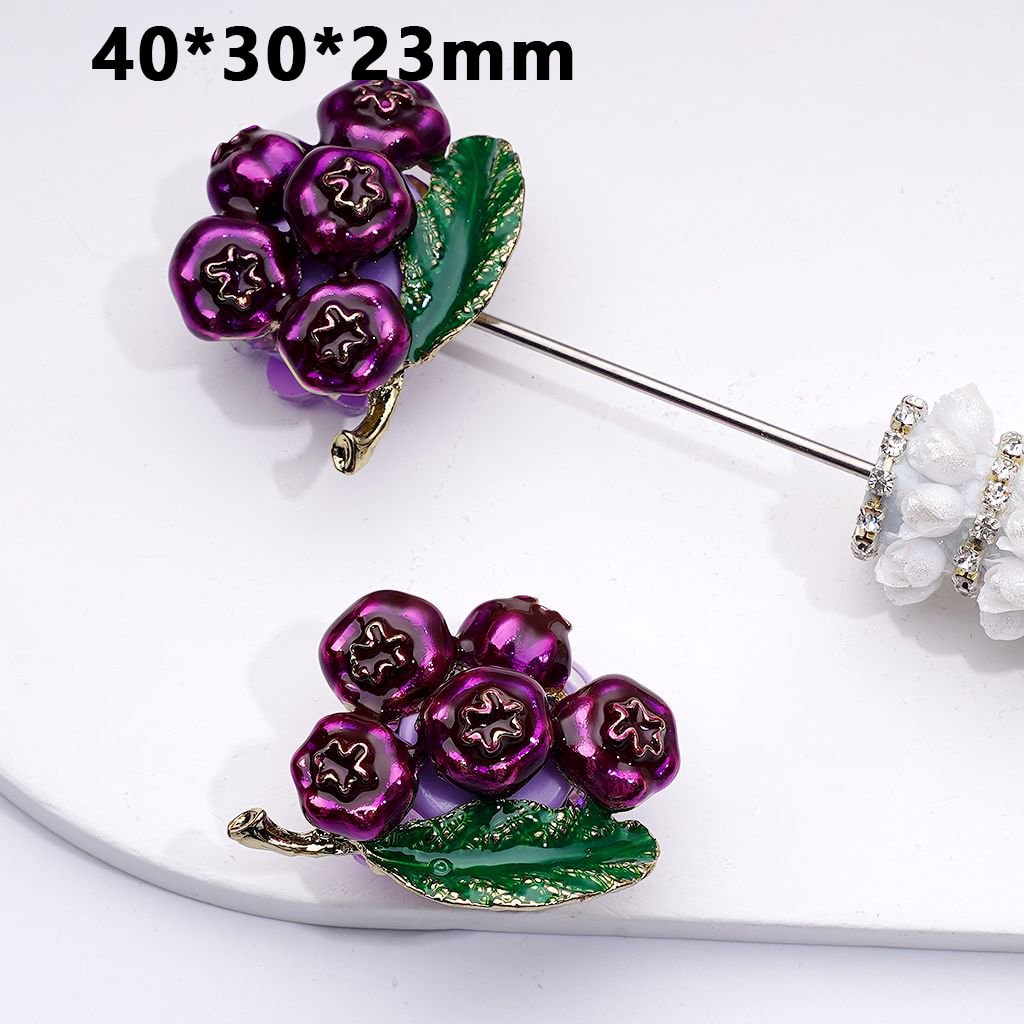 Elegant Gold Alloy Purple Grapes – Sparkling Rhinestones with Hearts, Flowers & Pearls