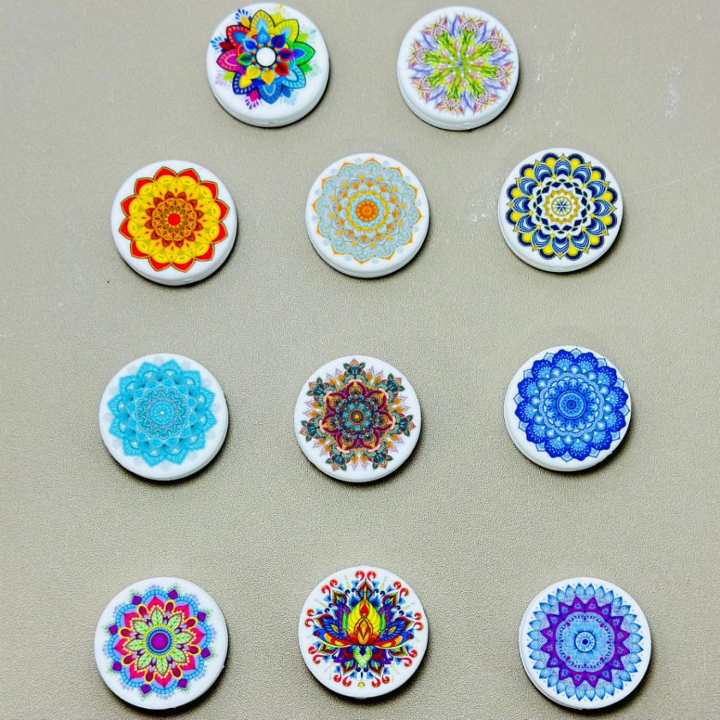 Silicone Focal Beads Bohemian Design, Random Mix