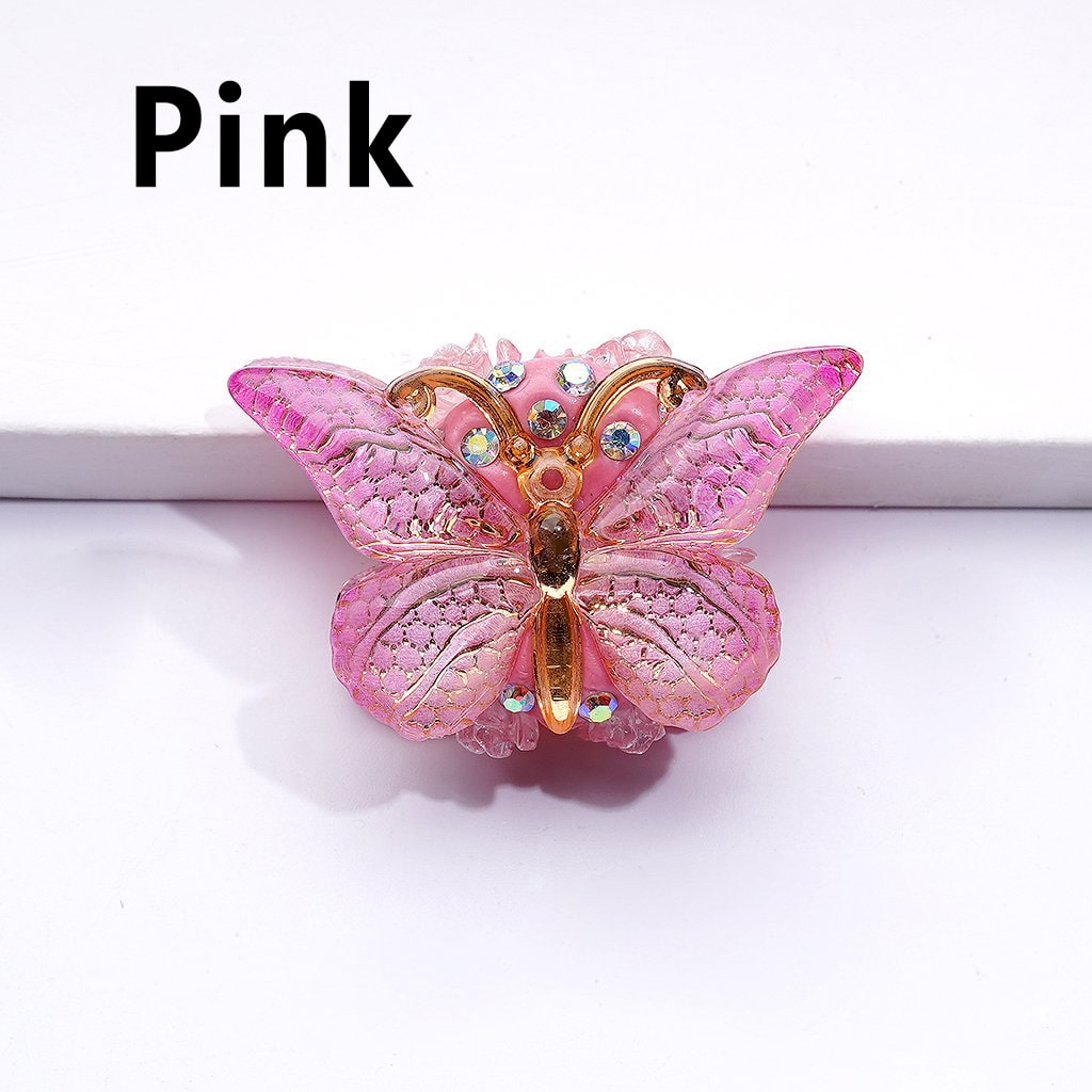 Delicate Colorful Vivid Gold Stripes Butterfly AB Rhinestones Mini Cute Clear Flowers Clay Beads, Around 38*23MM