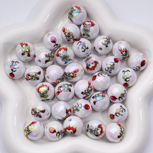 Horror Inspired UV Coated Acrylic Beads “It” Theme, 16MM Random Mix