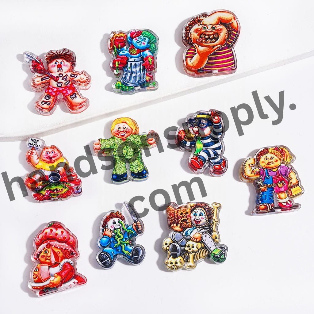 Quirky Malformation Garbage Kids Character Series Semi-Clear Acrylic Beads with Distinctive Designs, Random Mix