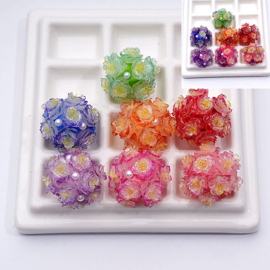 Color Changing Clay Beads Glitter Flower & White Pearl Round Mix, Approx. 22MM, Random Assortment