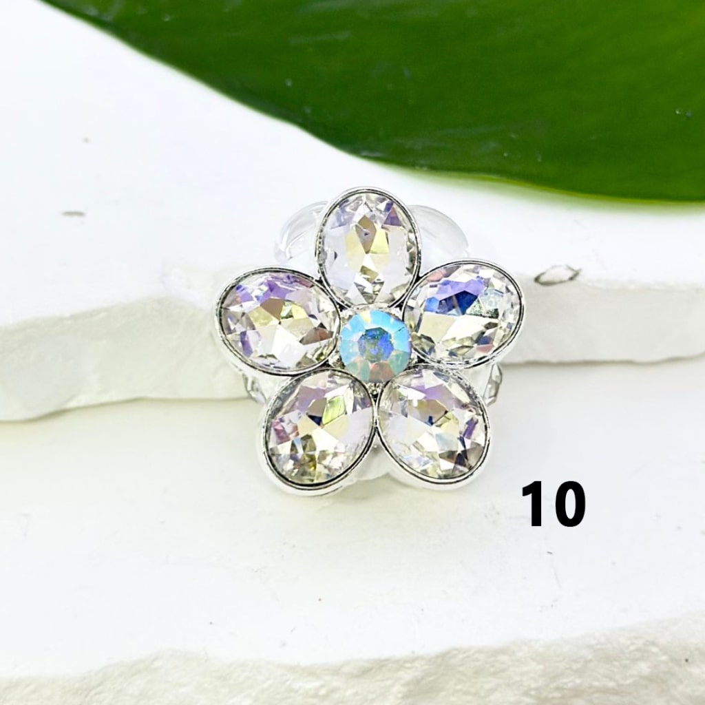 Silver Alloy Delicate Fancy Flowers with Colorful & AB Rhinestones, and Oval Pearls, Clay Beads, Around 26mm