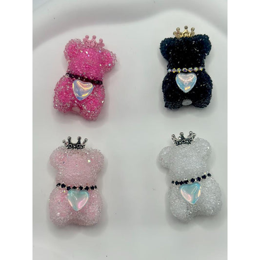 Bear with Acrylic Sugar Beads, Sparkling Rhinestones Chain, Heart, Crown, Random Mix