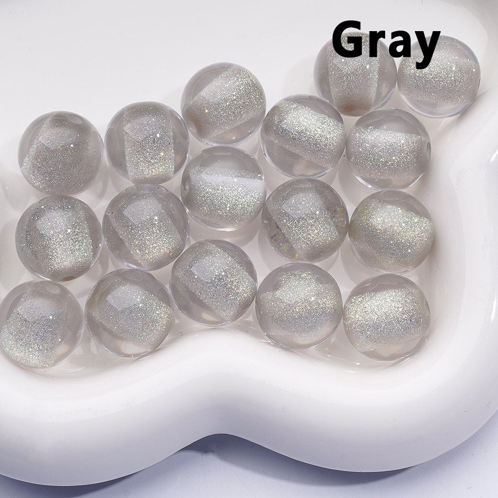 Multi-Color Luminous Glitter Sugar Core Inside Clear Round Acrylic Beads 16MM