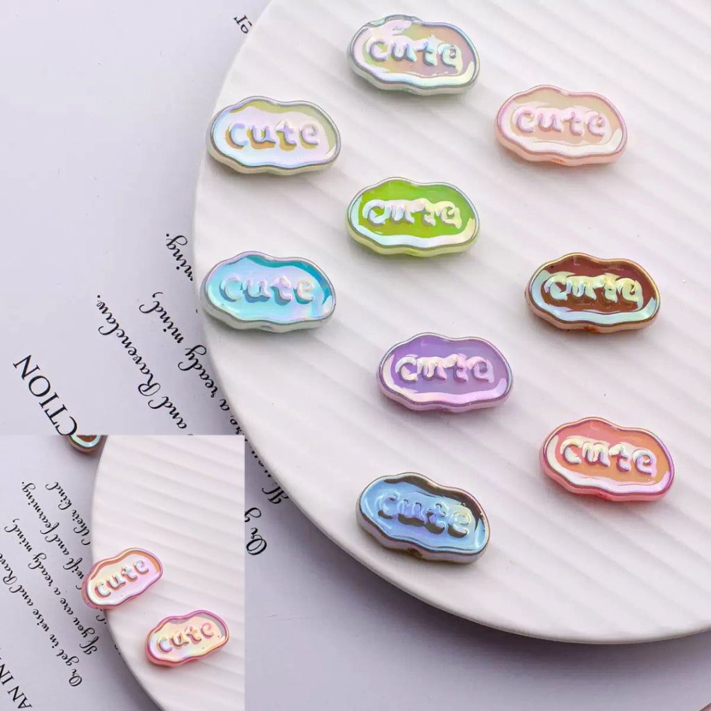 Colorful Glitter Cloud Acrylic Beads with UV Shine, Translucent Mix – Approx. 26x15MM, Random Mix