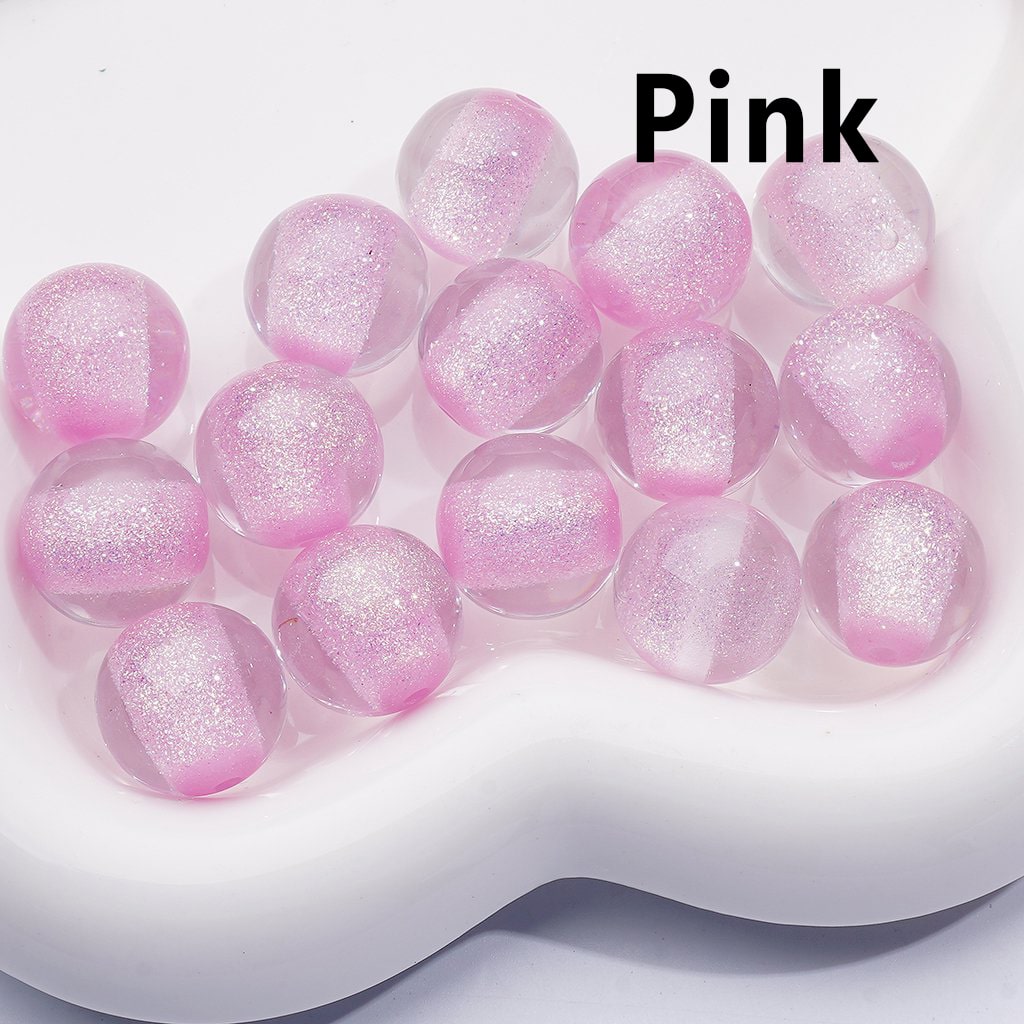 Multi-Color Luminous Glitter Sugar Core Inside Clear Round Acrylic Beads 16MM