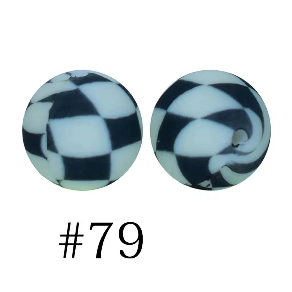 Round Printed Silicone Beads 15 mm