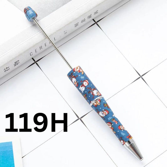Snowman Blue Santa Christmas Printed Beadable Pens Number 119H