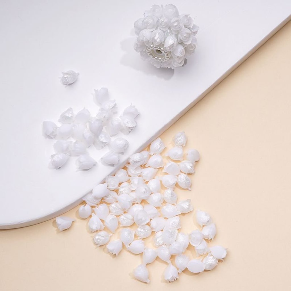 DIY  Cute Mini White Glitter Flowers Tulips for Beads Jewelry Accessories