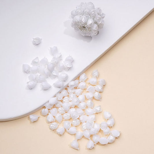 DIY  Cute Mini White Glitter Flowers Tulips for Beads Jewelry Accessories