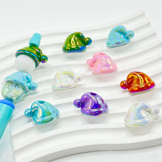 Multi-Color Cute Christmas Hats UV Finish Acrylic Beads, Around 24*14MM