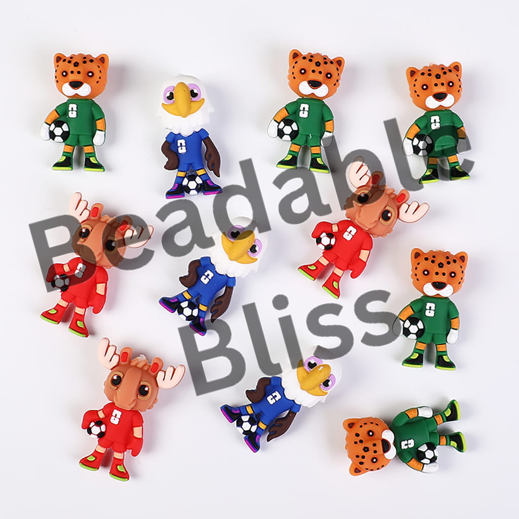 Silicone Focal Beads 3D the 2026 World Cup Mascot, Elk and Bald Eagle and Jaguar in Animal Character