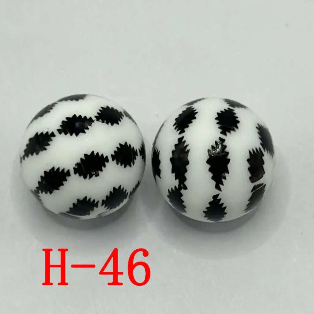 Round Printed Silicone Beads 15 mm