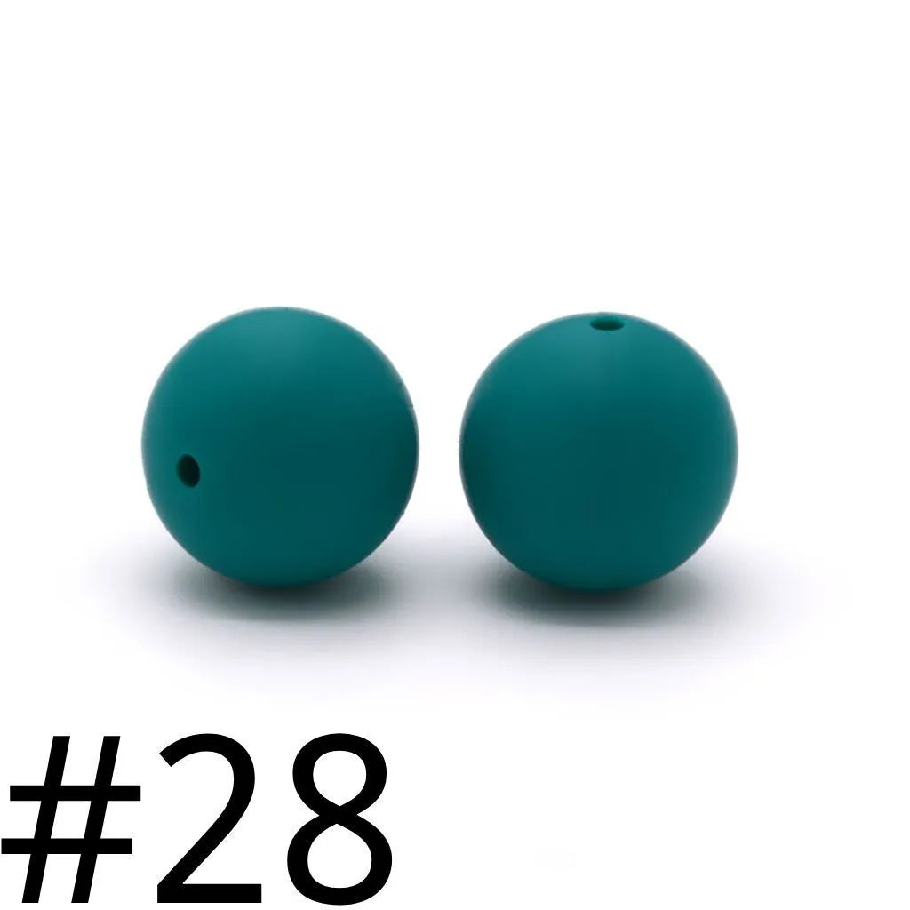Solid Colored Silicone Beads 15 mm