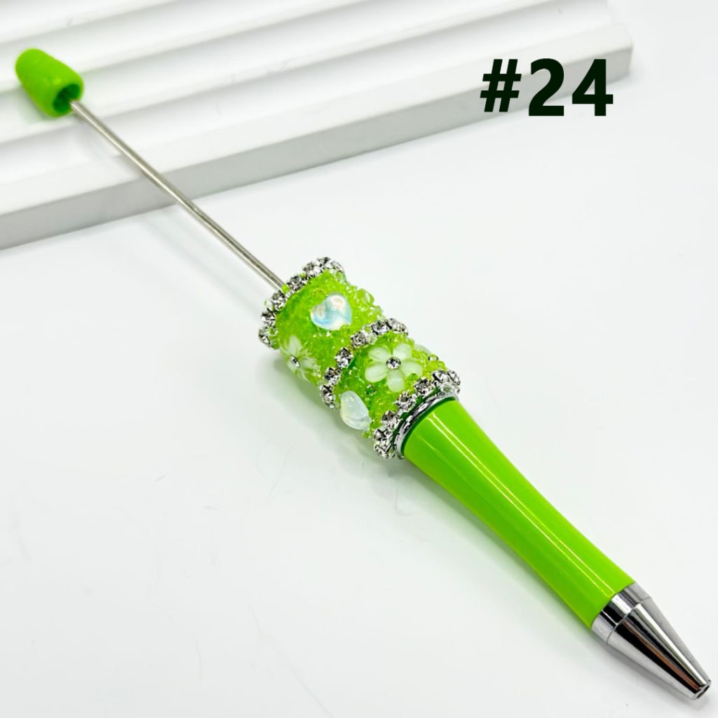 Clear Rhinestone  with DIY Beadable Pen Chain Mini Cute Flowers Clear Hearts in Solid Color