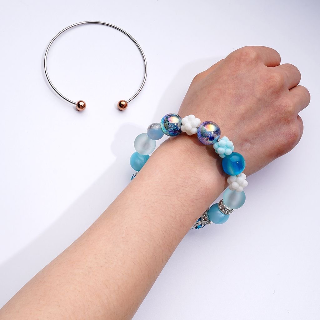 DIY Rose Gold & Gray Beadable Bracelet with Large Round Metal Beads – Custom Jewelry Making Supply