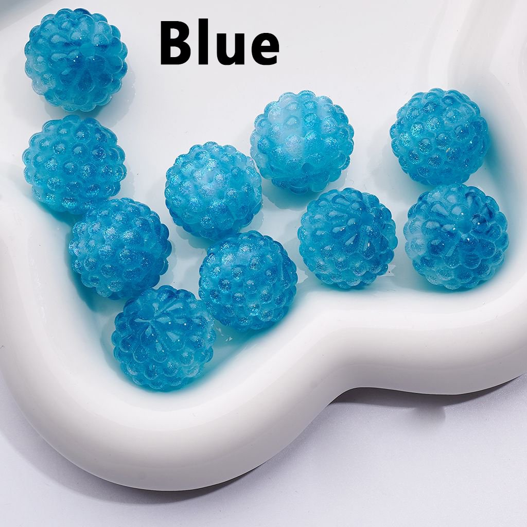 Vibrant Multi-Color Glitter Waxberry Resin Acrylic Beads with a Lustrous Shine, Around 18MM