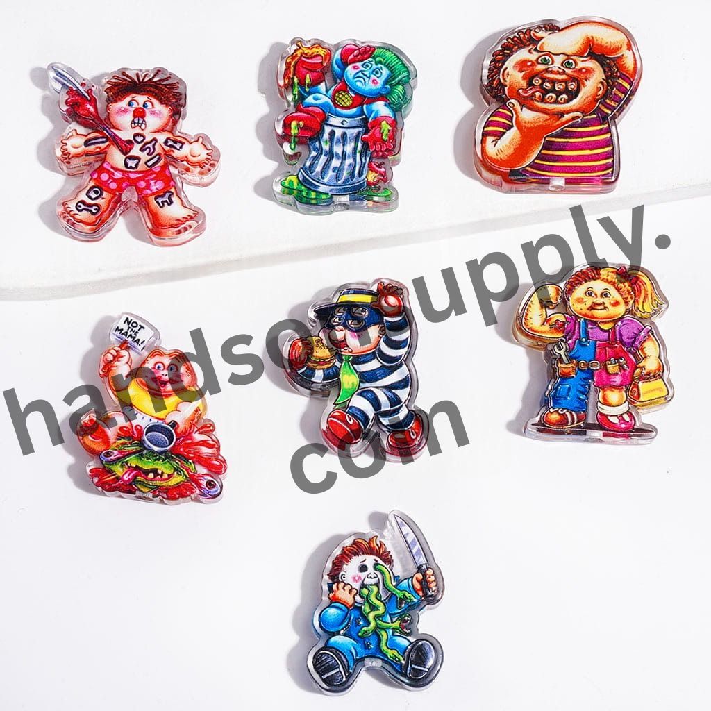 Quirky Malformation Garbage Kids Character Series Semi-Clear Acrylic Beads with Distinctive Designs, Random Mix