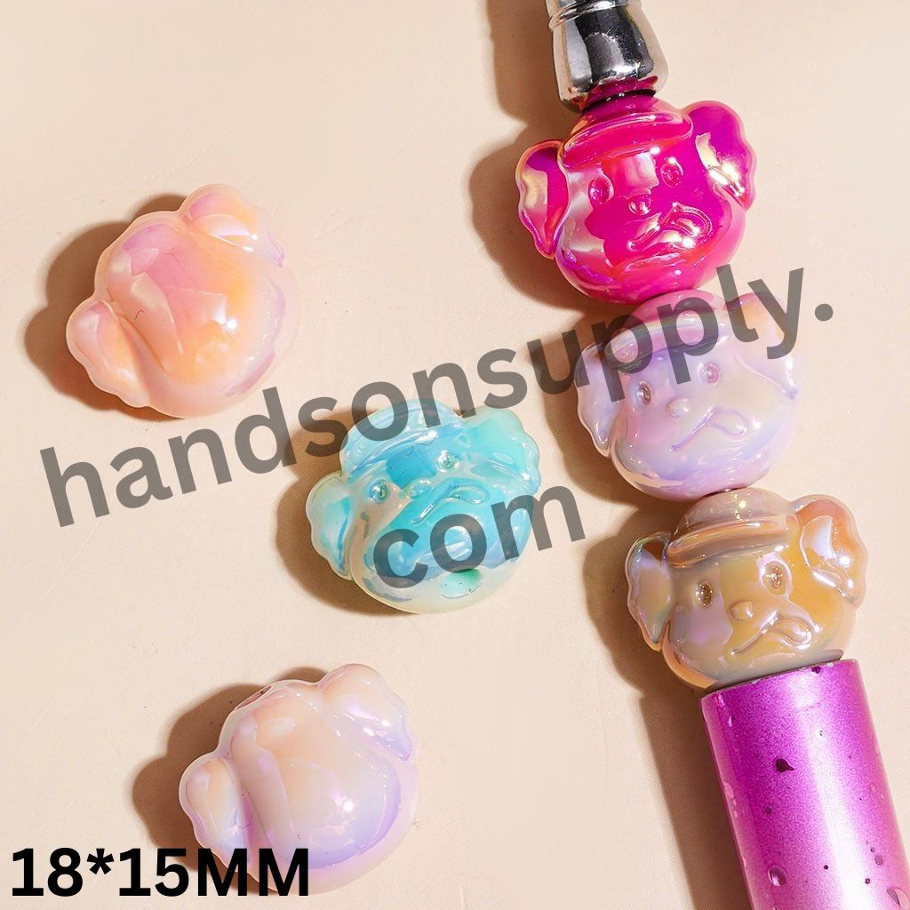 UV-Coated Playful Boy Portrait in Stylish Hat Acrylic Beads, 18*15MM, Multi-Color Random Mix
