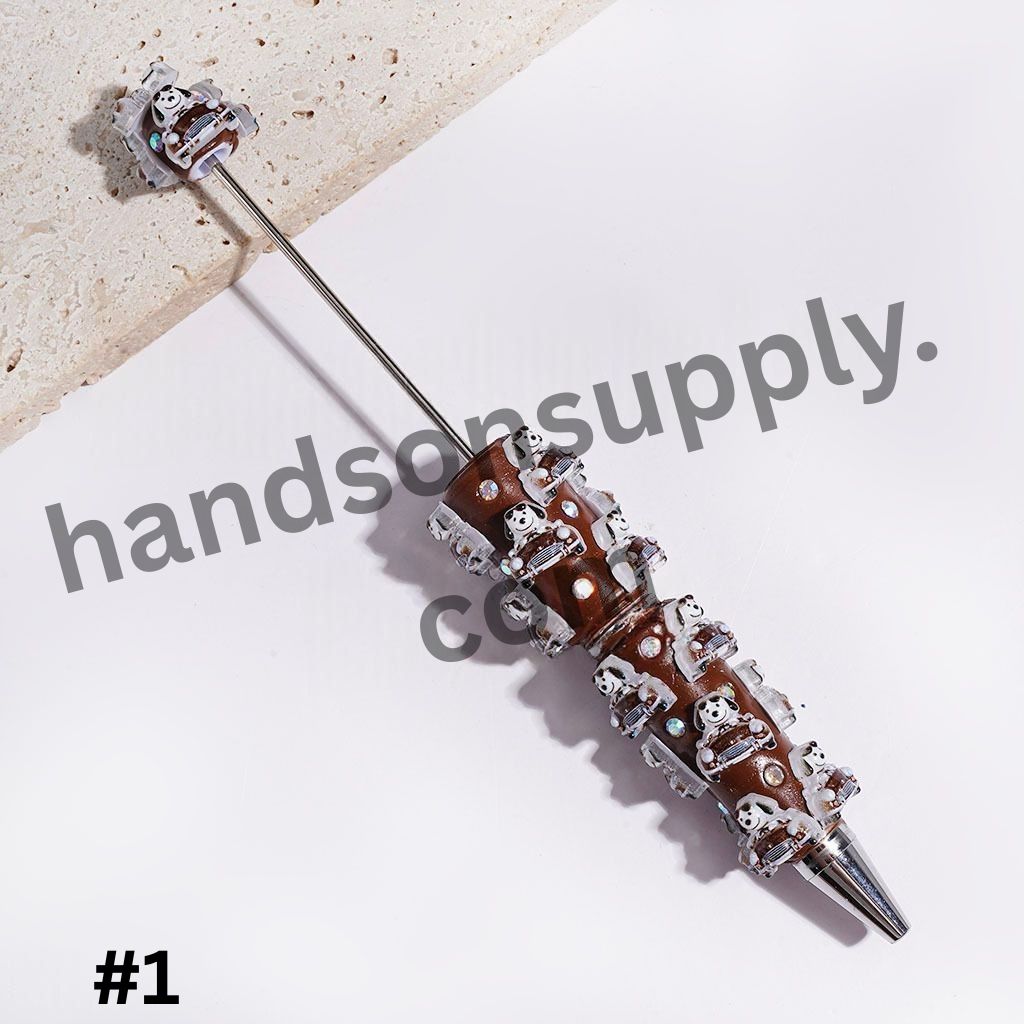 Playful Beagle Dog Classic Animation Character Driving Car with Sparkling AB Rhinestone, Beadable Clay Pen, Multi-Color