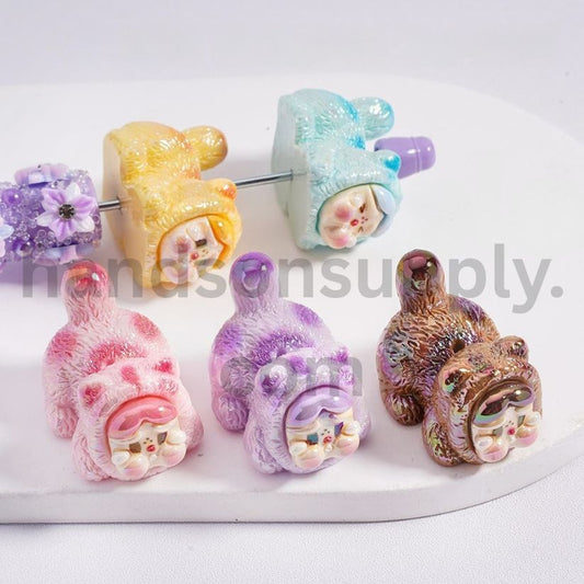 UV Coated Skull Panda Cat Character Pop Mart Style, Acrylic Beads 31*22*24mm, Random Mix