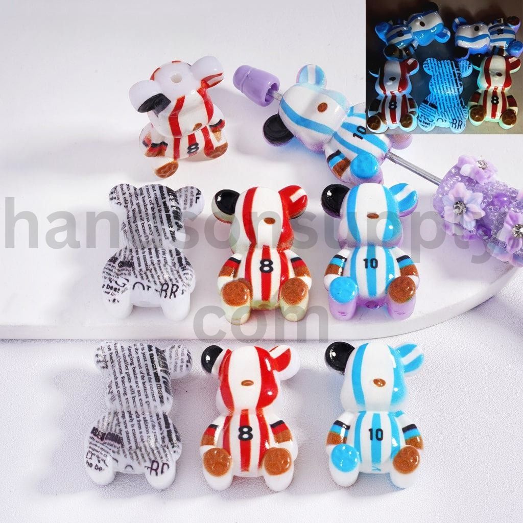 Luminous Cute Bear in Fun Costumes Acrylic Beads 22*32MM Random Mix