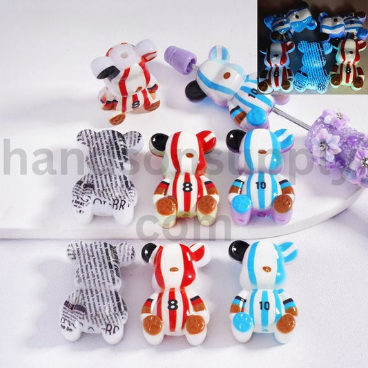 Luminous Cute Bear in Fun Costumes Acrylic Beads 22*32MM Random Mix