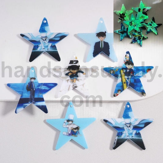 Luminous Star Beads Detective Conan Series 42*42MM, Random Mix Pendants Jewelry Accessories