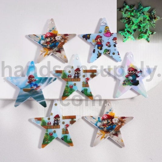Luminous Star Shape Beads Supe Mari Series 42*42MM, Random Mix Pendants Jewelry Accessories