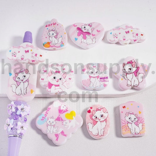 Pink Cute Cat Character Mari Various Shapes Acrylic Beads Random Mix