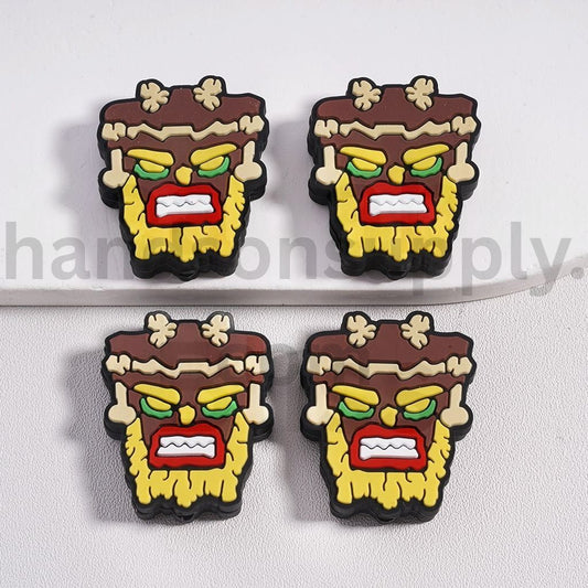 Crash Bandicoot Tiki Mask Ancient Tribal Design Silicone Focal Beads