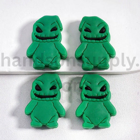 Cute Green Oogie Boogie Nightmare Series Halloween Goust Face Silicone Focal Bead
