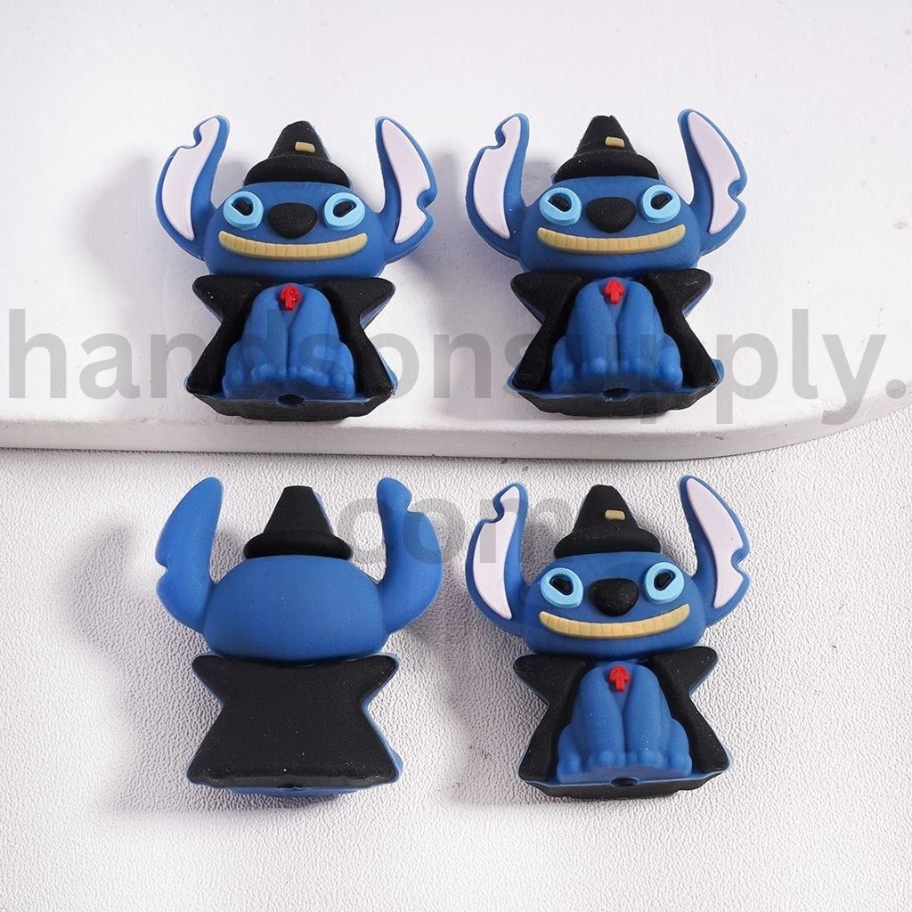 3D Halloween Wizard Blue Monster Blue & Black Focal Silicone Bead